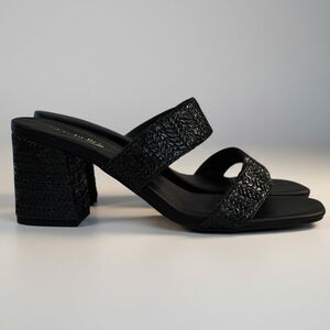 Seychelles Size 10 Women’s Double Band Heeled Slide Sandals Charli Blue Raffia